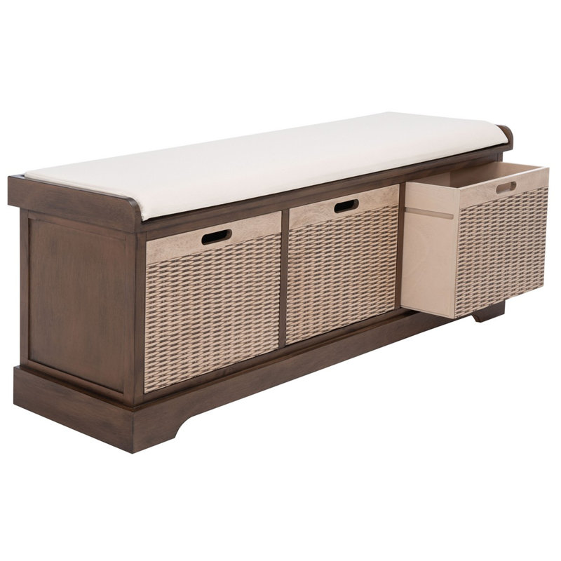 Nelsen Upholstered Storage Bench, Brown/Beige
