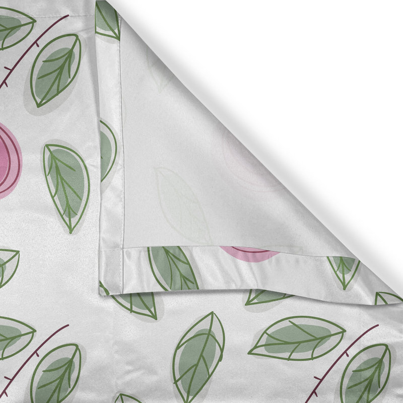 Ambesonne Rose Grommet Curtain Decorative 2-Panel Window Drapes, 50"x63", Pink Reseda Green White, 50" W x 108" L