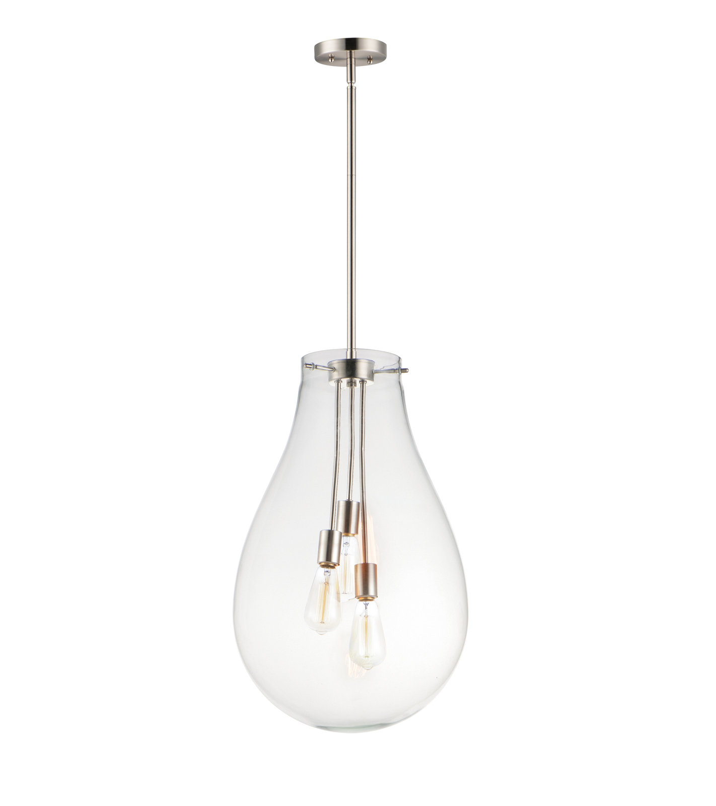 Lorine 3 Light Glass Dimmable Pendant, 24.75" H x 15.75" W x 15.75" D