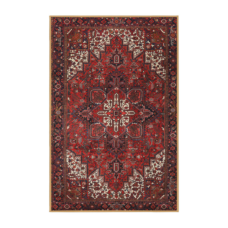Tapis rouge/rose traditionnel, Rectangle 5 pi x 7 pi