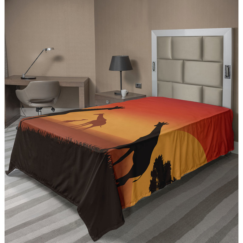 Drap de paysage Ambesonne, Drap plat pour lit simple