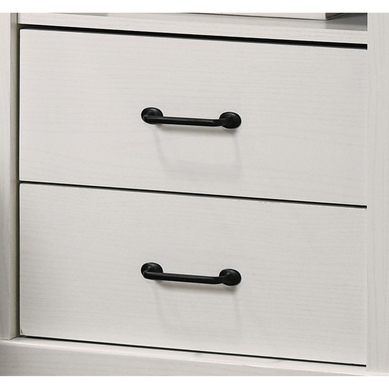 22"w 2 Bedside Nightstand With Charging, Open Shelf, 30 Lbs Drawer Weight, Black Metal Pulls 22-inch Wide Table Ports, Top Capacity, Particle Board Material