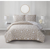 Ensemble de courtepointe réversible en microfibre taupe neutre toutes saisons Cedar Court Kendall