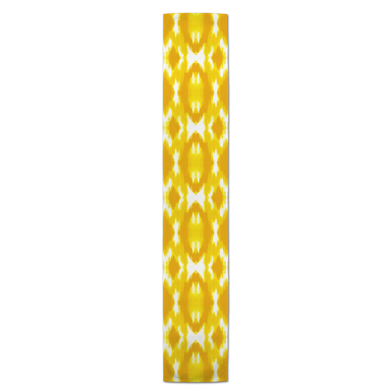 Chemin de table Doster, 72 po x 16 po, Abstraction, Jaune