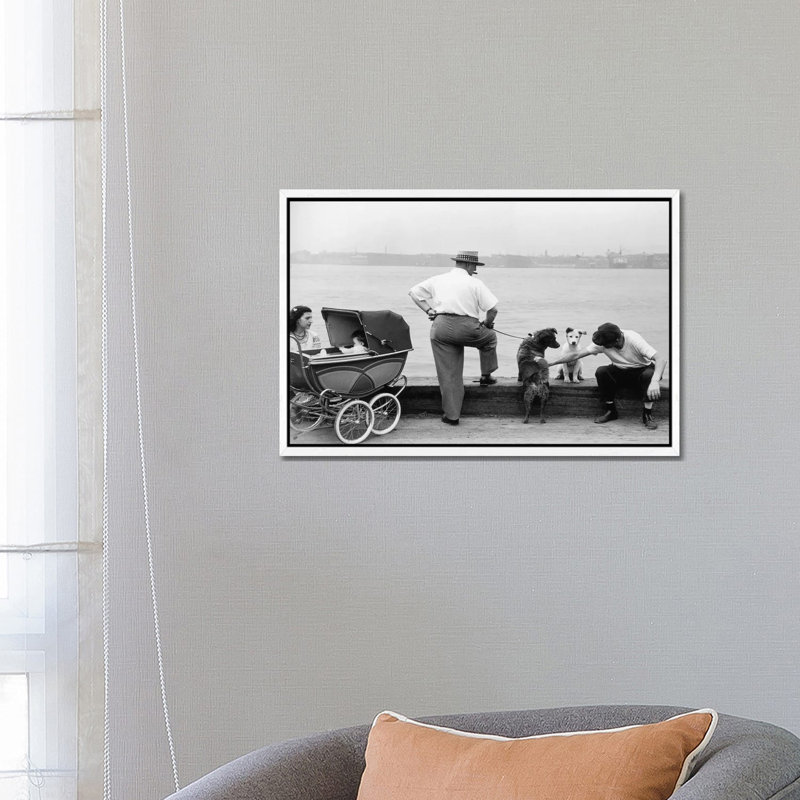 Sunday Afternoon (Gansevoort Pier NYC, 1948) by Ruth Orkin - Print on Canvas, 66.04 cm H x 45.72 cm W, White Framed