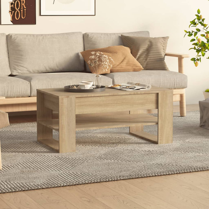 Jahmyia Sled Coffee Table with Storage, 45cm H x 102cm W x 55cm D, Sonoma Oak