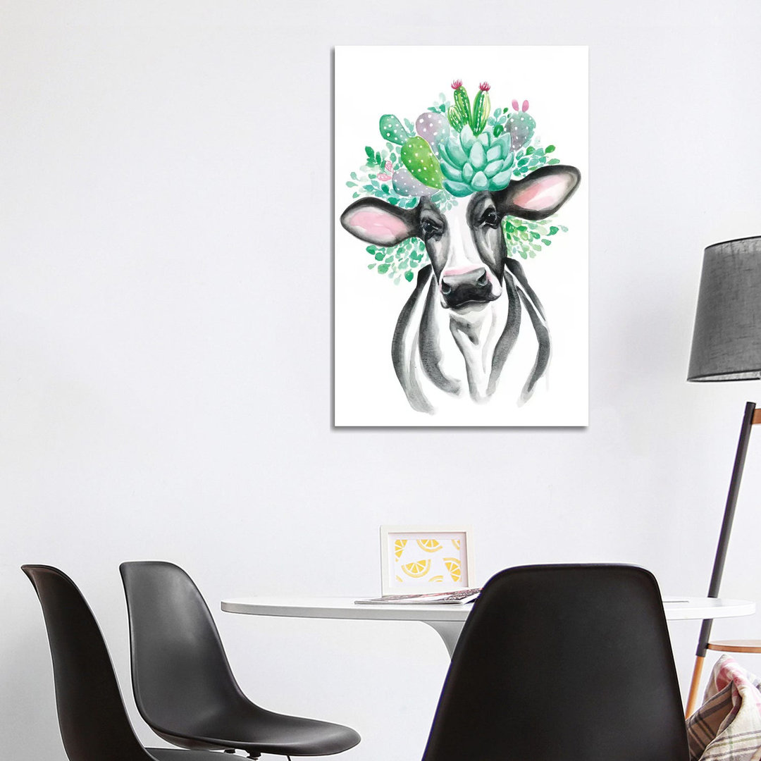 Cactus Cow by - Wrapped Canvas