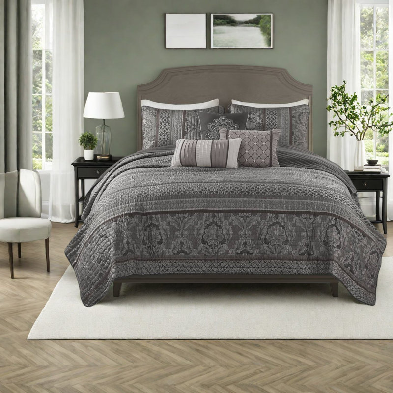 Ensemble de literie luxueuse en jacquard multicolore, polyester de qualité supérieure, conception moderne réversible, parfaite pour la décoration intérieure