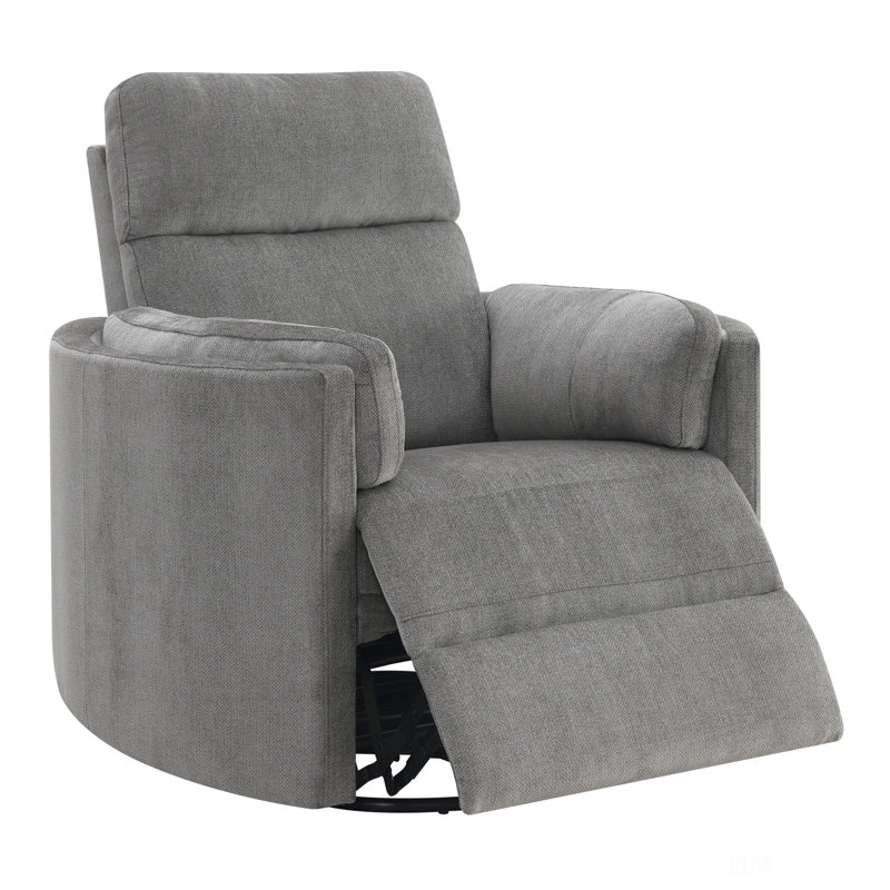 Ilyaz 40"W Upholstered Glider Recliner with Swivel, Charcoal Chenille