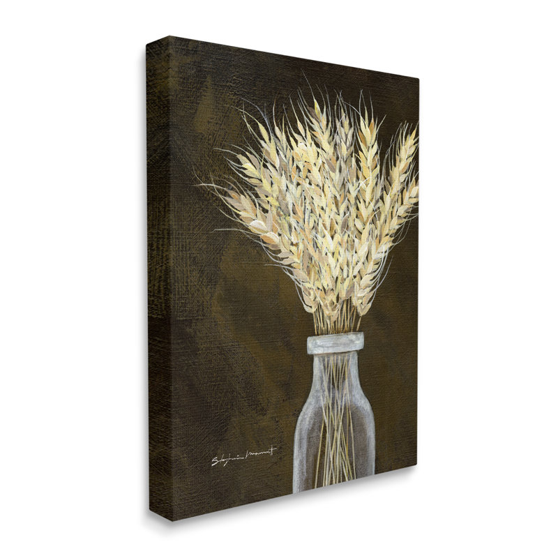 "Wheat Sprigs", "Earth terry bouquet", art mural par Stephanie Workman Marrott, H 20 po x l 16 po x P 1,5 po, Toile tendue