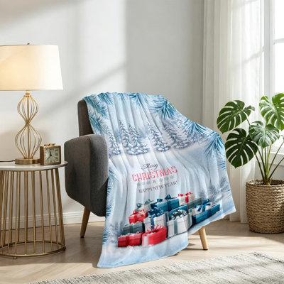 Jeté en molleton transparent ultra doux en flanelle, vacances de Noël avec imprimé recto