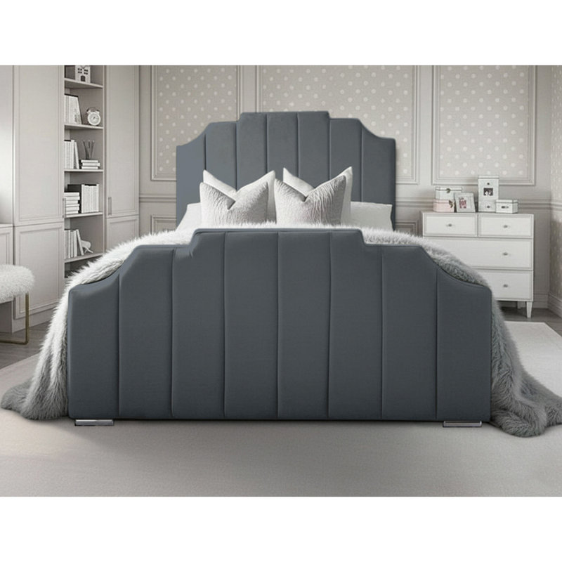 Tyrion Upholstered Bed , Small Double (4'), Charcoal