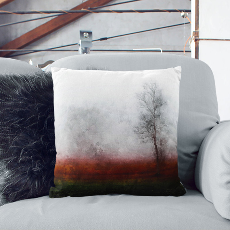 Tree Fog in Switzerland Cushion with Filling, Stone, 40cm H x 40cm W x 15cm D