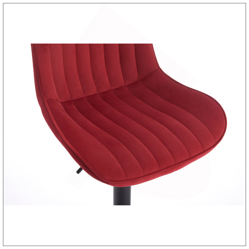 Tabouret de bar chromé à hauteur réglable avec repose-pieds et base pivotants chromés, ensemble de 2, rouge, Rouge, Noir