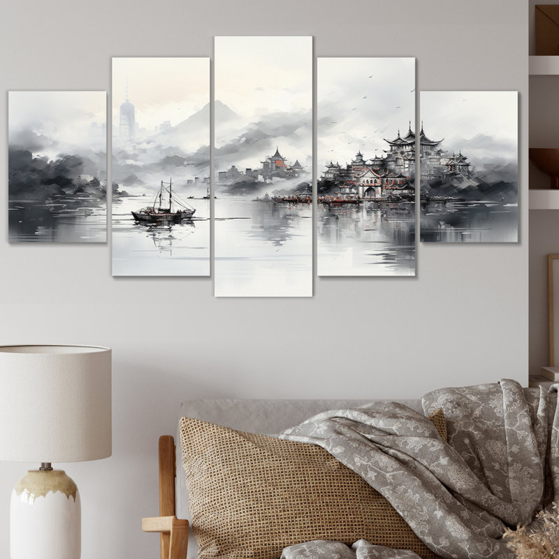 «Kong City In 15 Century I», reproduction d'art sur toile - 5 panneaux