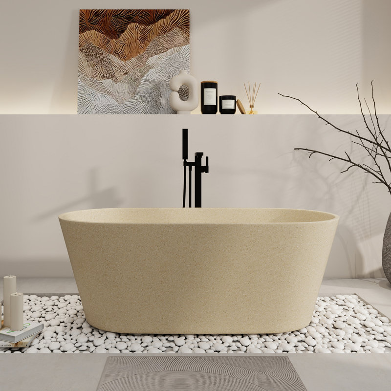 59'' Freestanding Soaking Terrazzo Bathtub