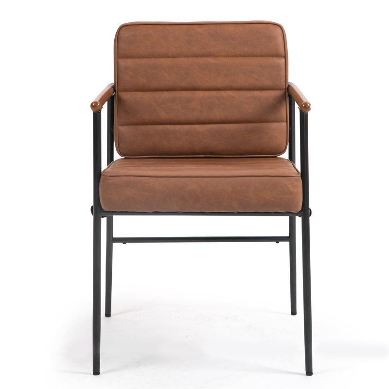 Esten 18.9'' H Tufted Faux Leather Upholstered Metal Armchair