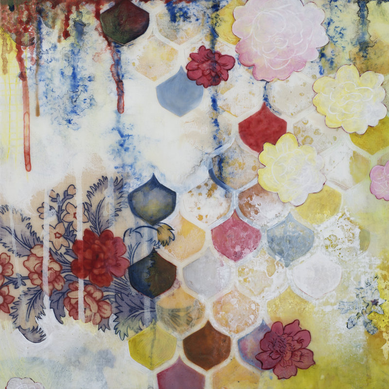 Fishscale Blossoms by Heather Robinson - Wrapped Canvas Painting, 51cm H x 51cm W