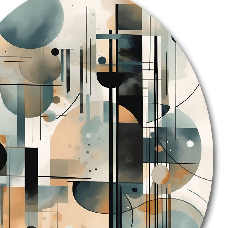 Blue Cream Minimalisme Quiet Profondeurs - Minimalisme abstrait, art mural rond sur métal, H 29 po x l 29 po x P 1 po