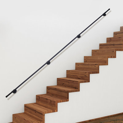 120" Wall Support Industrial Loft Pipe Handrail For Stairs