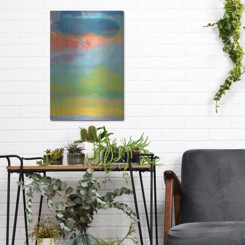 Art mural en métal Winston Porter «Coral Sky» par Jan Weiss, H 16 po x l 12 po