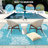 Outdoor Rugs 8x10 Modern Plastic Straw Rugs, Waterproof Contemporary Floral Camping Carpet, Lightweight Reversible Floor Mats for Patio RV Porch Deck-717465013