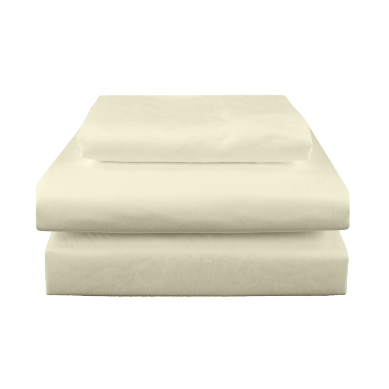 Microfiber Sheet Set, Full/Double Sheet Set + Fitted Sheet + 2Pillowcase,  Antique White