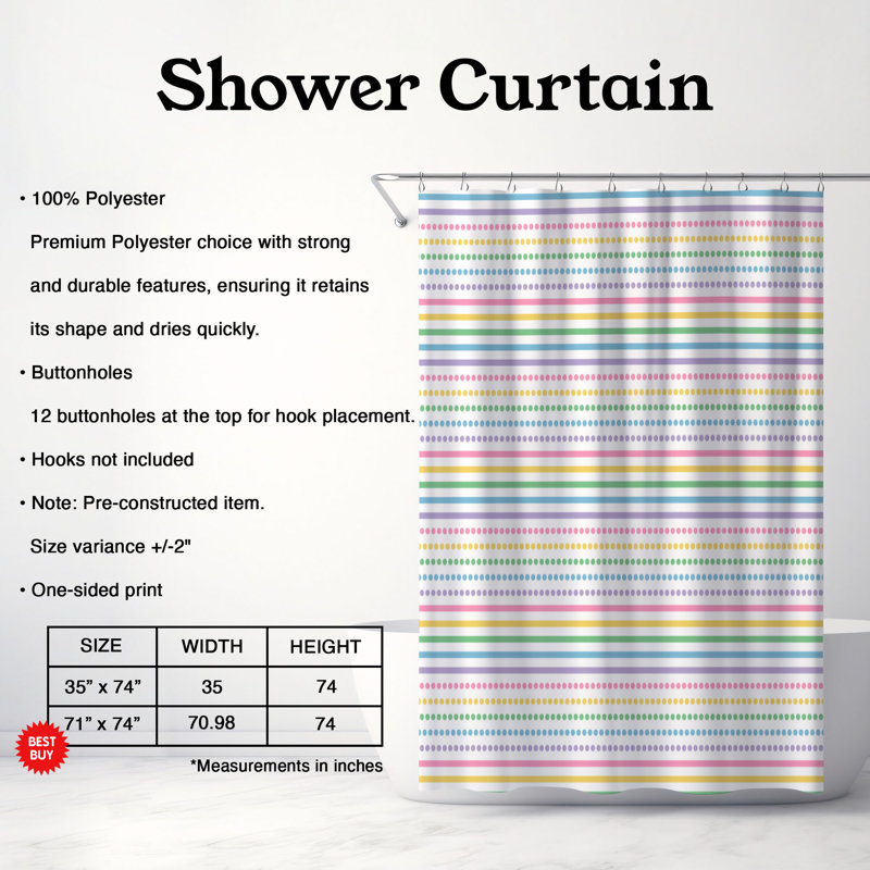 Rideau de douche Bunny, H 74 po x l 35 po