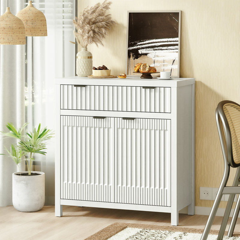 32'' Sideboard,Accent Cabinet With 1 Drawer and 2 Doors, White
