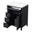 Meuble-lavabo 24 po avec lavabo, panneau de fibres à densité moyenne et bois d'hévéa, 3 tiroirs et armoire avec tablettes réglables-370723718