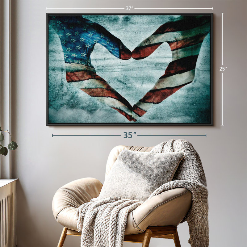 «USA Heart Hands Wall Art», H 25 po x l 37 po