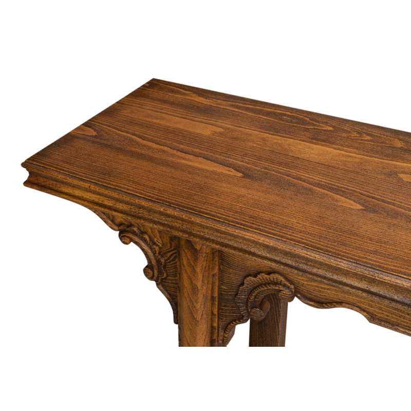 Brown Solid Beech Wood Rectangular Console Table