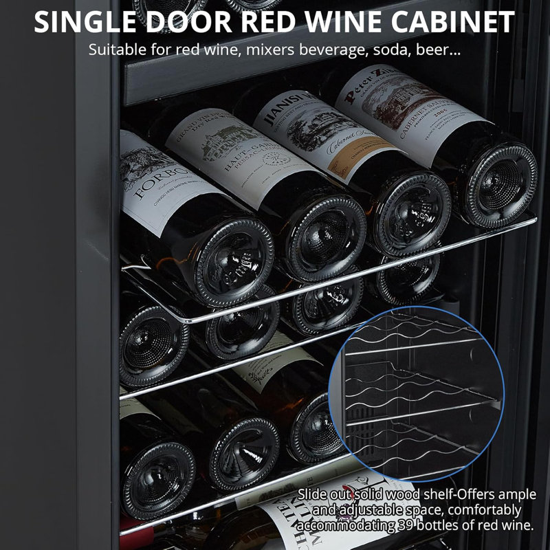 Refroidisseur à vin 39 bouteilles à deux zones - Refroidisseur à vin autoportant avec refroidissement rapide et faible bruit, idéal pour le vin rouge / blanc, champagne, bière - refroidisseur à vin pour un bar à la maison, une cuisine ou une cave