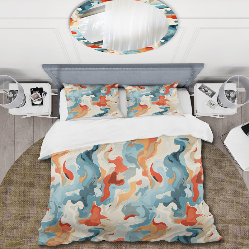 Ensemble de housse de couette bleu et rose Nomad Camo Elegance, Housse de couette pour très grand lit et 2 très