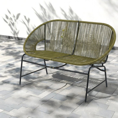 Spacious Patio Sofas, Pe Rattan Iron Loveseat, Modern Rustic Patio Home