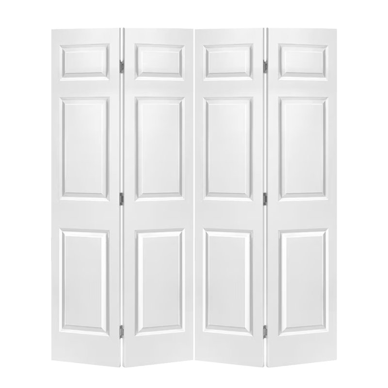 Panelled Wood and Metal Bi-Fold Door, 80'' H x 48" W, White
