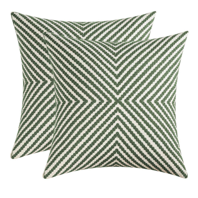  Embroidered Uniquely Patterned Pillow Covers, Green