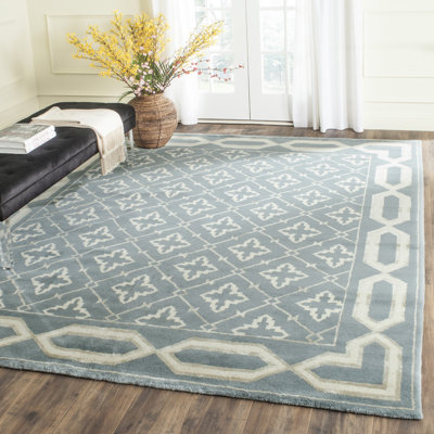 Tapis géométrique en laine et viscose noué à la main Mosaic