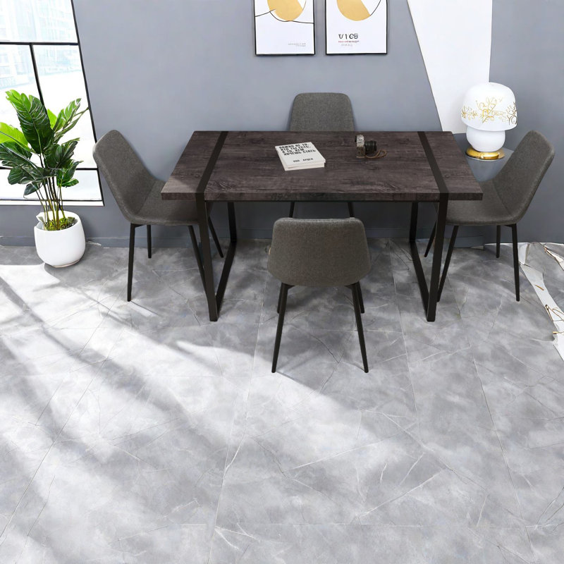 Ensembles de table de salle à manger en MDF noir moderne avec structure en métal pour la cuisine