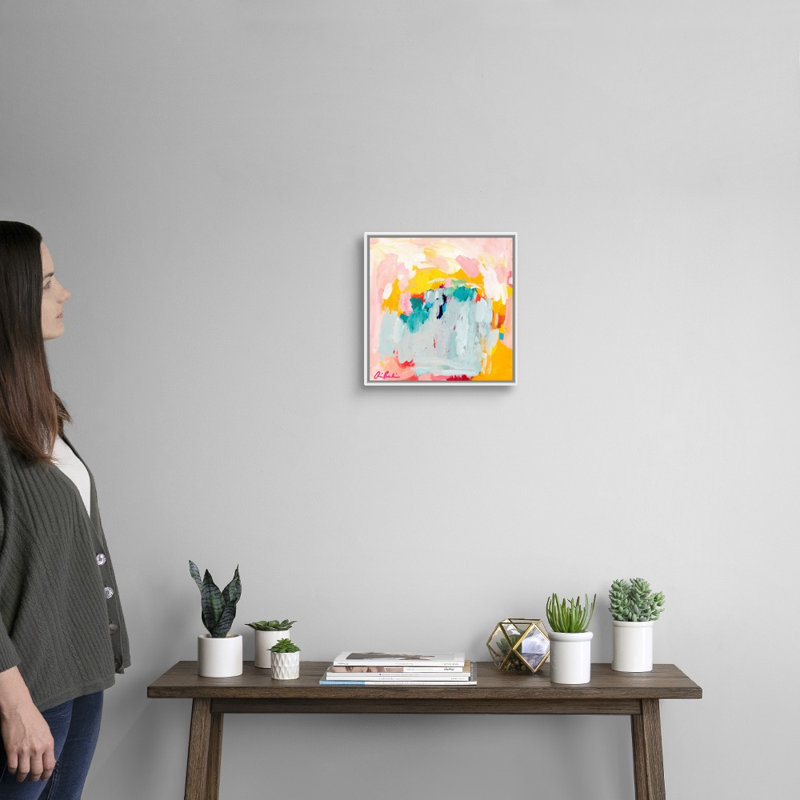 " Promise " by Amira Rahim, White Framed, 14" H x 14" W x 1.75" D