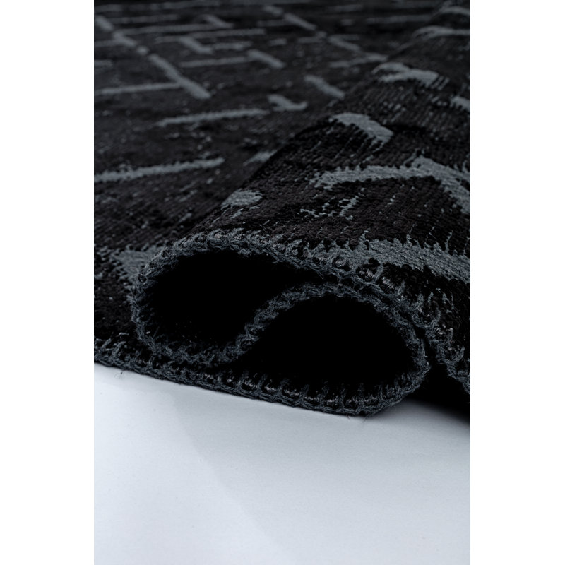 Rapture Black Abstract Luxury Area Rug, Rectangle 7'10" x 9'10"