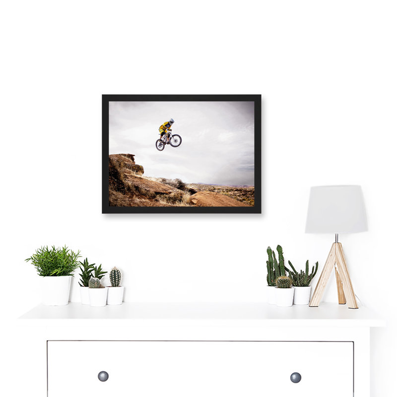 Sport Mountain Bike Jump Sky Big Air Off Road - Single Picture Frame Print