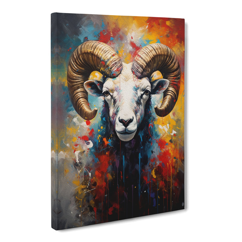 Ram Sheep Expressionism No.3 - Wrapped Canvas, 76cm H x 50cm W x 3cm D