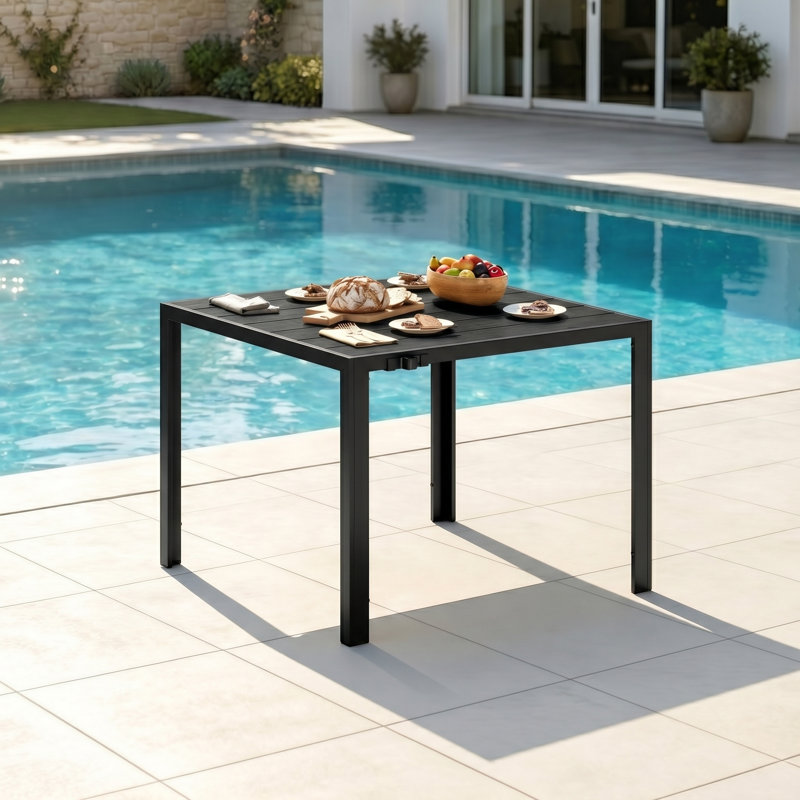 5-piece Outdoor Patio Rectangular Dining Table Set With 4 Stackable Pvc-coated Polyester Fabric Armchairs-d-b
