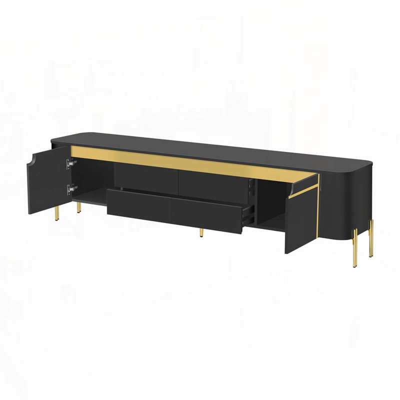 74.8'' TV Stand for TVs up to 80 Inches, TV Cabinet with 4 Drawers and 2 Spacious Cabinets, Five Metal Legs for Living room
