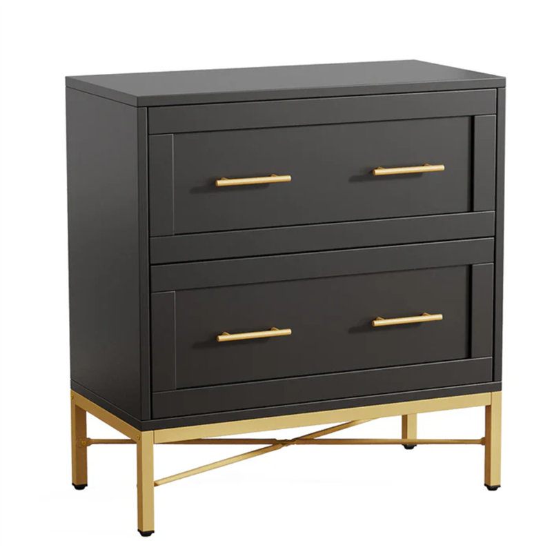 Classeur de bureau, classeur à 2 tiroirs, armoire de rangement au design épuré, White