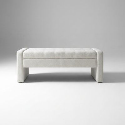 Modern Upholstered Storage Bench with Tufted Seat, Multi-Purpose Fabric Ottoman Bench, Soft Close Safety Hinge, Sturdy Frame, Comfortable Seating with