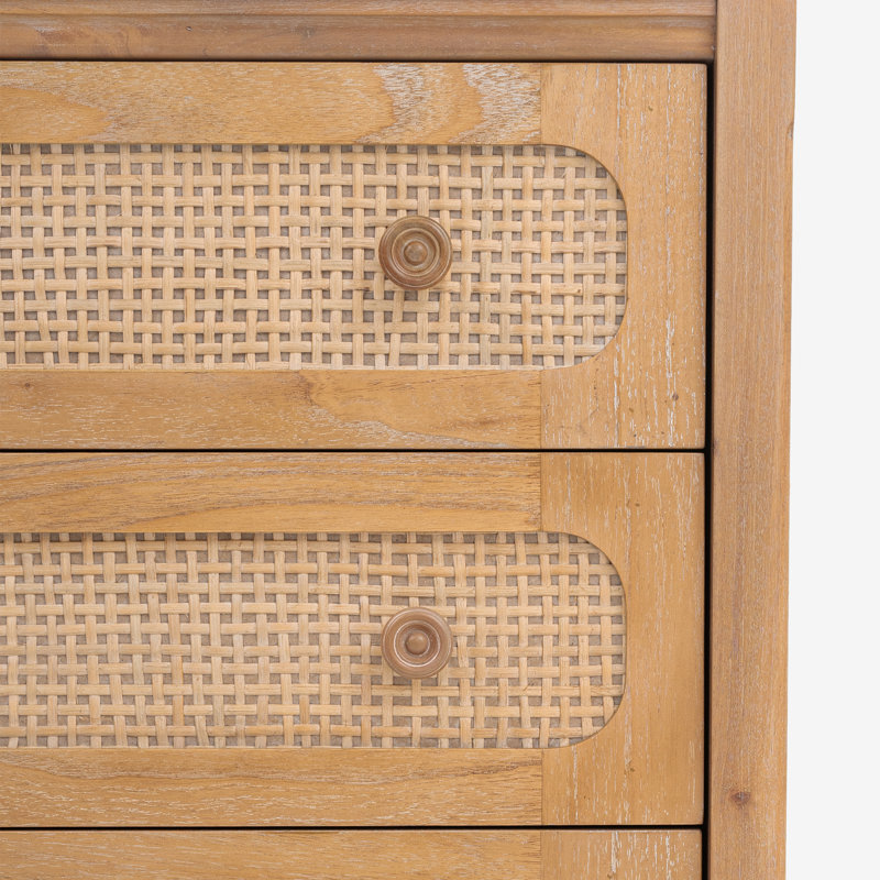 Lurian - Commode 3 tiroirs en rotin, Brun