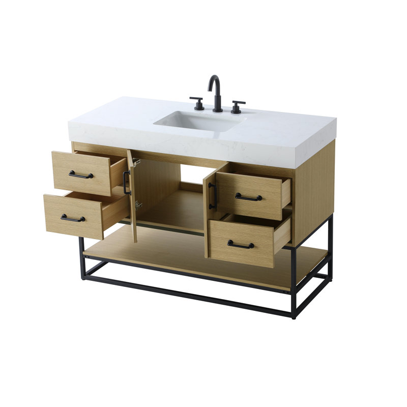 Meuble-lavabo simple 48 po, Brun miel