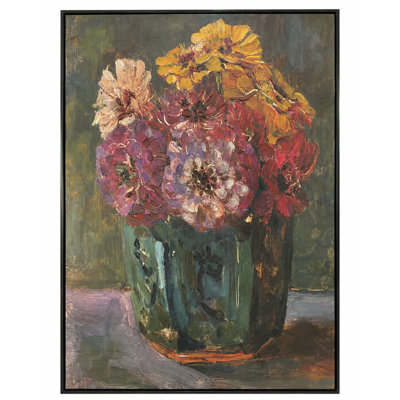 Summer Zinnias Framed Canvas Wall Art